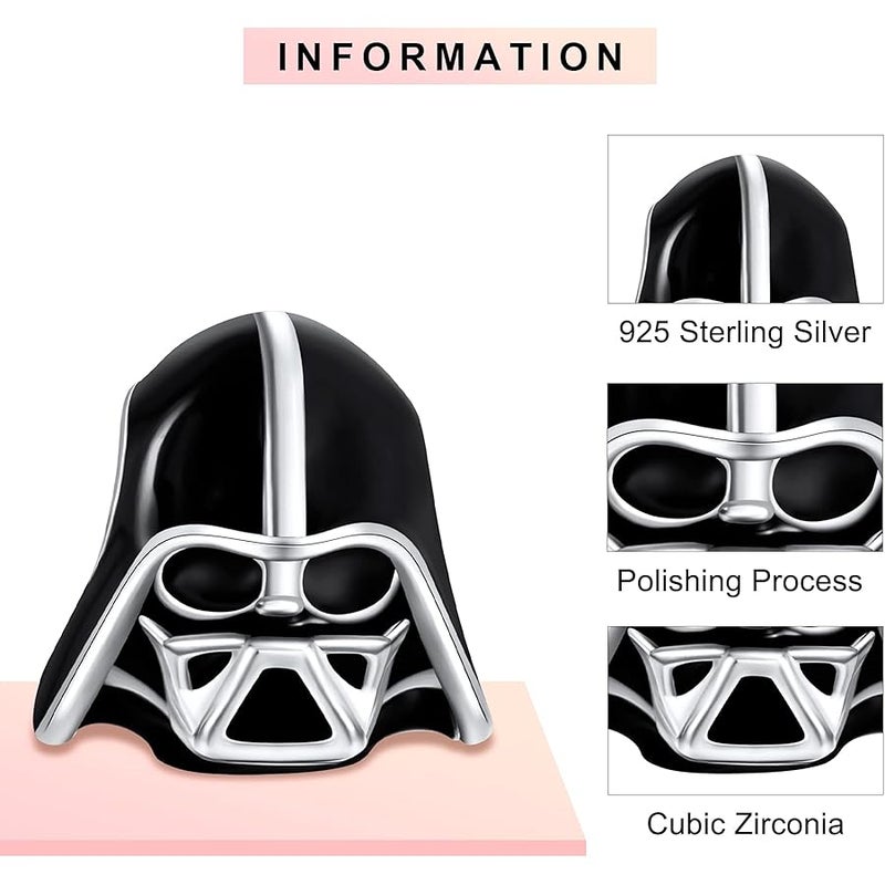 MGIUL Yoda Dangle Charms for Charm Bracelets, 926 Sterling Silver Darth Vader & C-3PO and R2-D2 Openwork Beads Halloween Birthday Jewelry Gift for Girls, Cubic Zirconia - Image 2