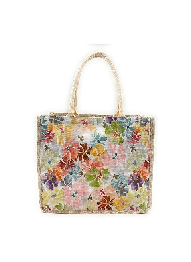 VIO - Women Reusable Ecofriendly Handbag Multipurpose Canvas Tote Bag Souvenir Gift Bag Fashion Cloth Bag For Women Outdoor Bag for Shopping Grocery Outdoor Traveling Beach Picnic Green Blue - Image 1