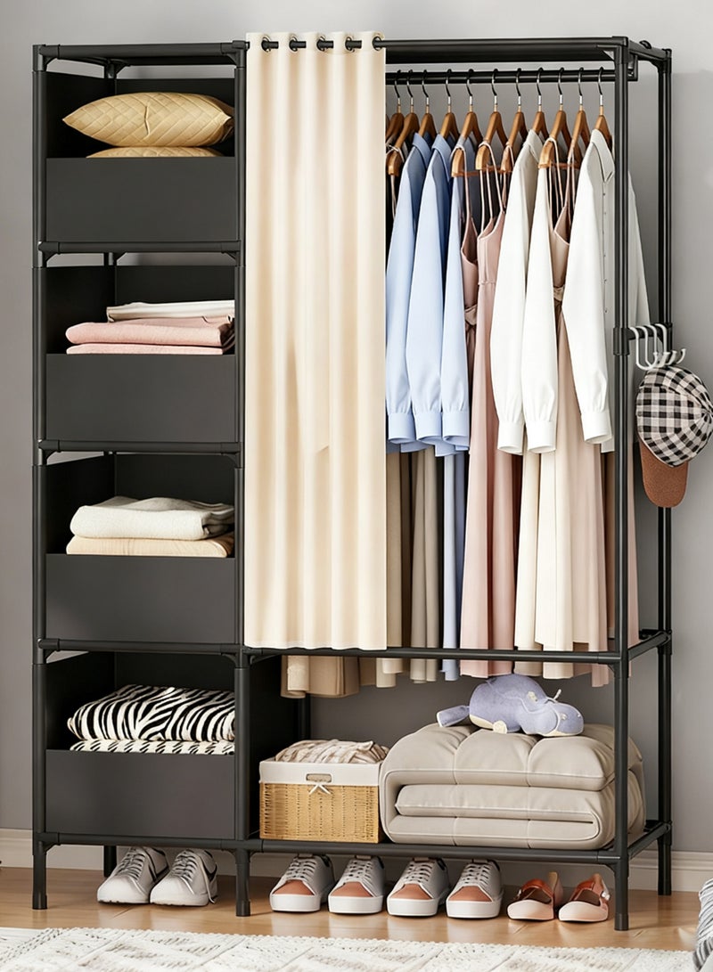 WAMIT Portable Fabric Wardrobe, Clothes Organizer Closet Organizers and Storage with Non Woven Fabric Cloth Cabinet, Large Capacity Closet, Storage Organizer for Clothes Shoes, Bedroom Living room, Black - Image 1