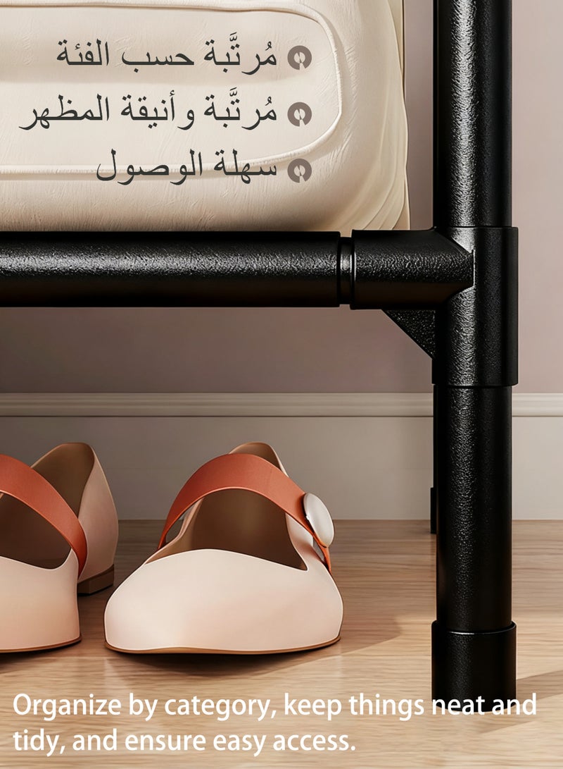 WAMIT Portable Fabric Wardrobe, Clothes Organizer Closet Organizers and Storage with Non Woven Fabric Cloth Cabinet, Large Capacity Closet, Storage Organizer for Clothes Shoes, Bedroom Living room, Black - Image 2