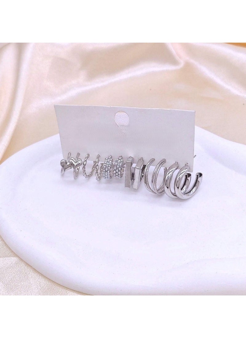Huitich 24 Pcs Silver Hoop Earrings Set – Chic & Elegant Jewelry Collection  - Image 4