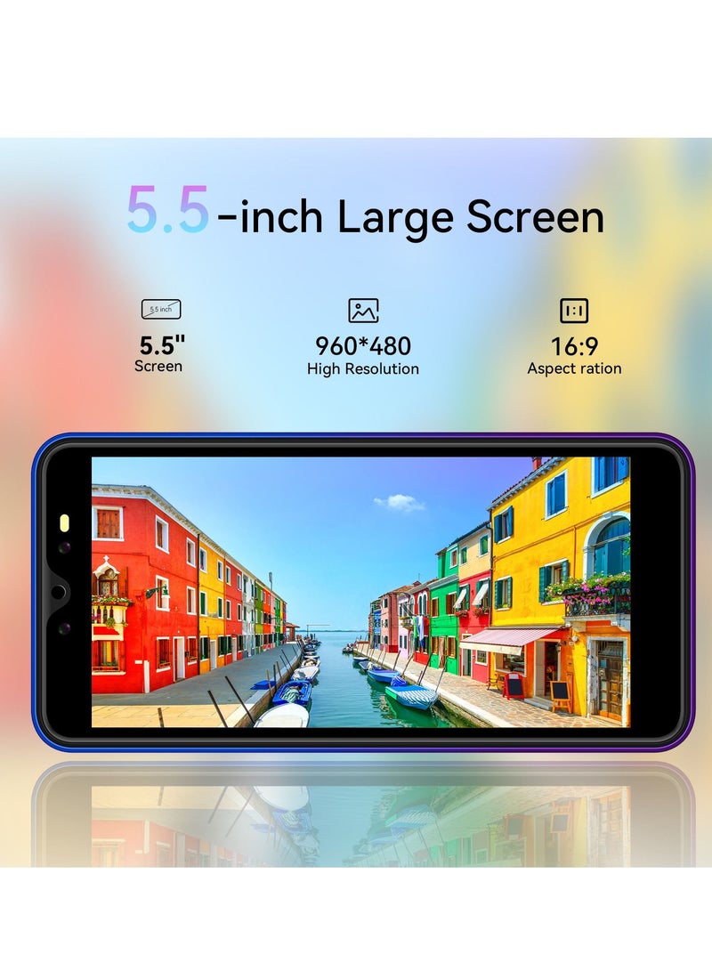 هاتف Mione Q10 المحمول، هاتف ذكي مفتوح بنظام أندرويد عالي الدقة مقاس 5.5 بوصة، ثنائي الشريحة، 2 جيجا بايت رام + 8 جيجا بايت روم، هاتف محمول رباعي النواة، كاميرا واضحة بدقة 2 ميجا بكسل + 5 ميجا بكسل