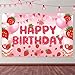 PEUTIER Strawberry Birthday Banner Happy Birthday Party Decorations Colorful Backdrop Happy Birthday Yard Sign Background Indoor Outdoor Birthday Party Supplies for Boys Kids Girls - Image 3