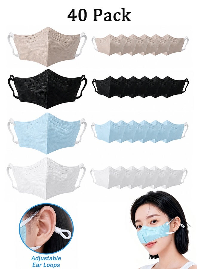 GD 40 Pcs Disposable Nose Cover Mask with Adjustable Ear Loops - 3D Half Face Nose Guard - Lightweight Breathable Nasal Protection for Cycling, Air Conditioning Room, Outdoor Sports (4 Colors) - Image 1