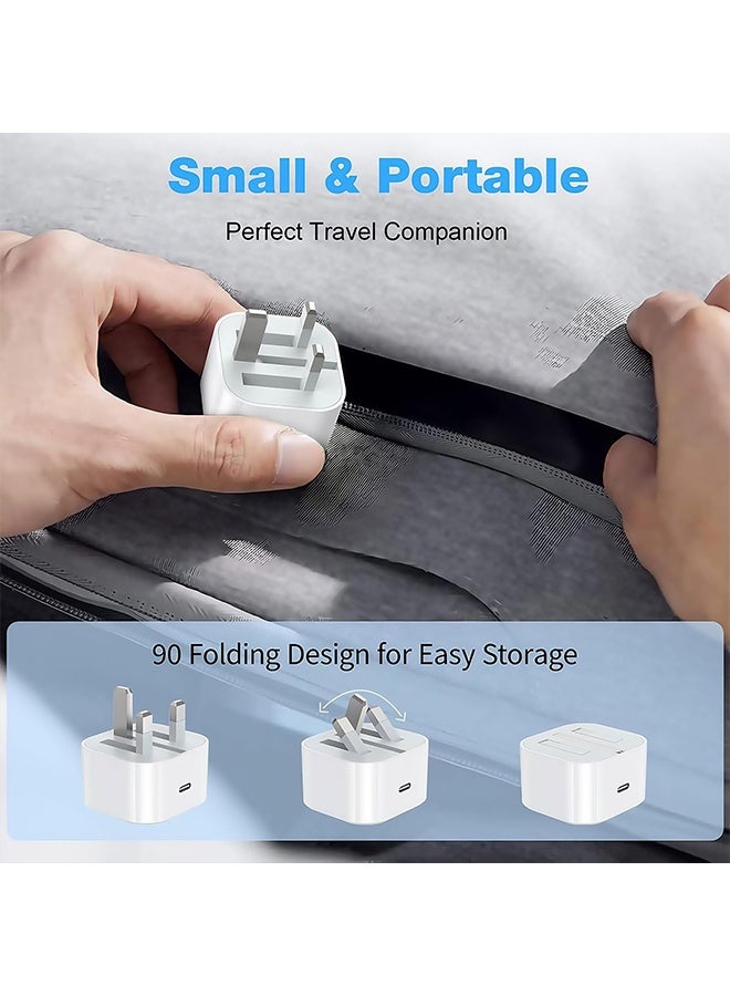 إم إكس إن شاحن ثنائي المنافذ بقوة 40 واط لأجهزة آيفون - شاحن جداري سريع USB-C، مزود بمنفذي A وC، وكابل شحن ثنائي الاتجاه من النوع C بطول مترين، مناسب للأجهزة التي تعمل بنظام آيفون 15 أو أحدث (أبيض). - Image 4