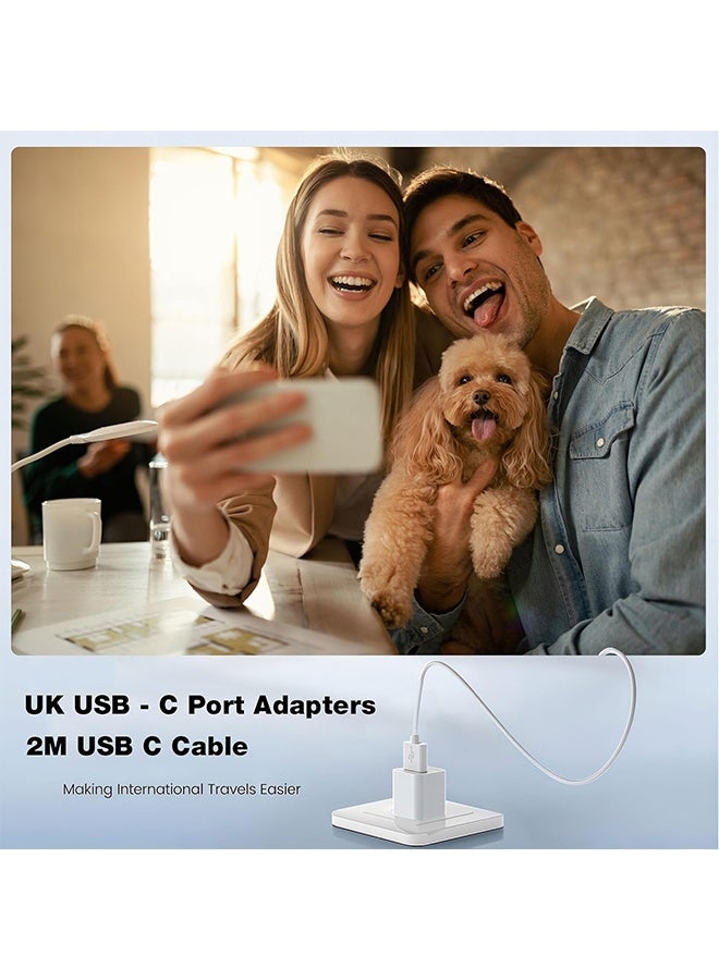 إم إكس إن شاحن ثنائي المنافذ بقوة 40 واط لأجهزة آيفون - شاحن جداري سريع USB-C، مزود بمنفذي A وC، وكابل شحن ثنائي الاتجاه من النوع C بطول مترين، مناسب للأجهزة التي تعمل بنظام آيفون 15 أو أحدث (أبيض). - Image 5