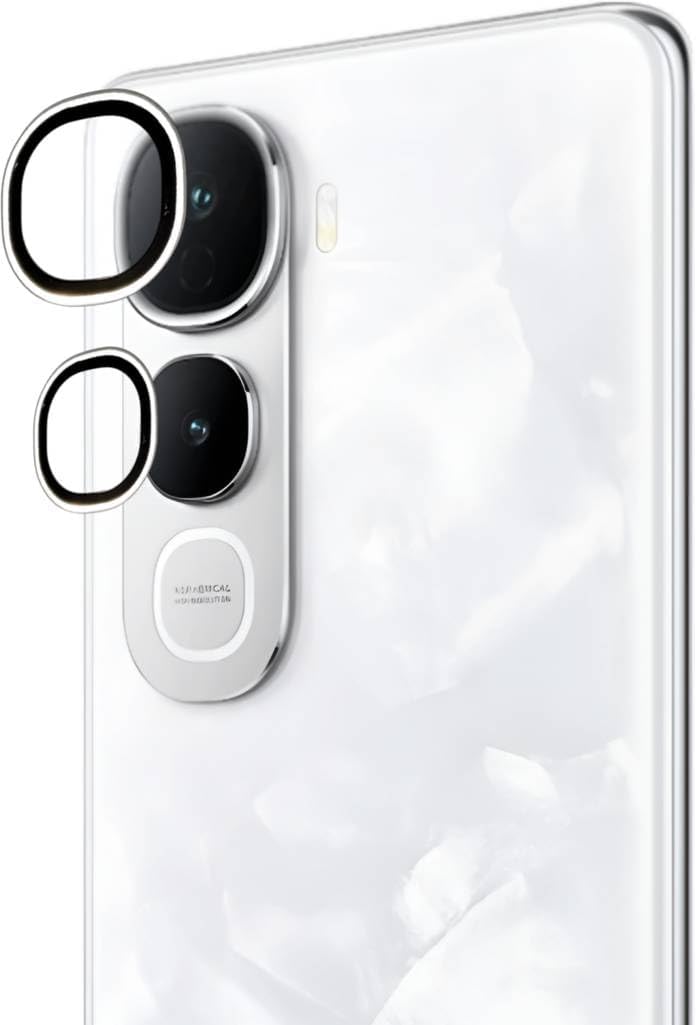 FabeKee Camera Lens Frame Glass Compatible with Vivo Y400 Pro Tempered Glass Aluminum Alloy Frame Individual Camera Lens Protector Cover silvar - Image 3