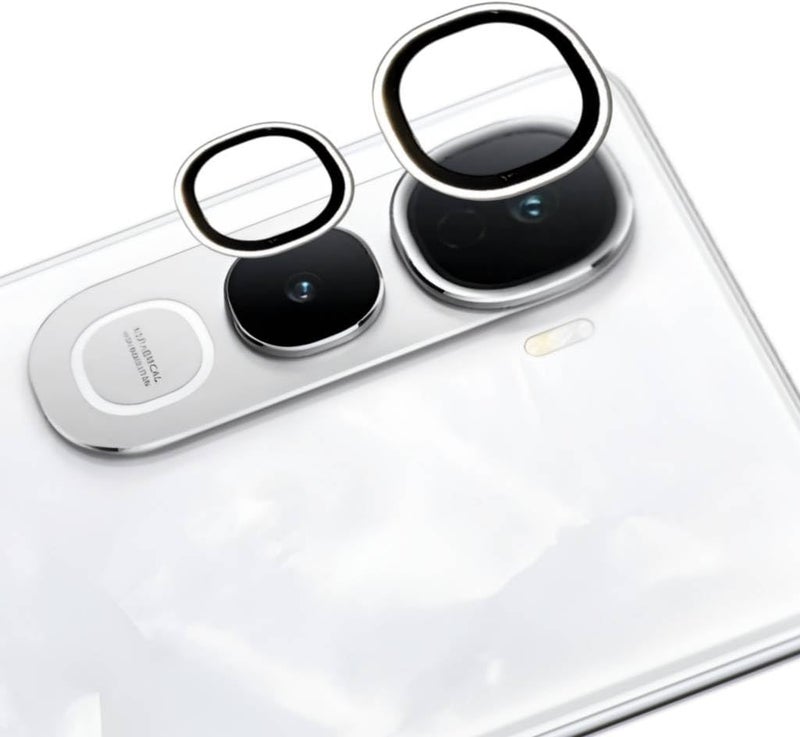 FabeKee Camera Lens Frame Glass Compatible with Vivo Y400 Pro Tempered Glass Aluminum Alloy Frame Individual Camera Lens Protector Cover silvar - Image 1
