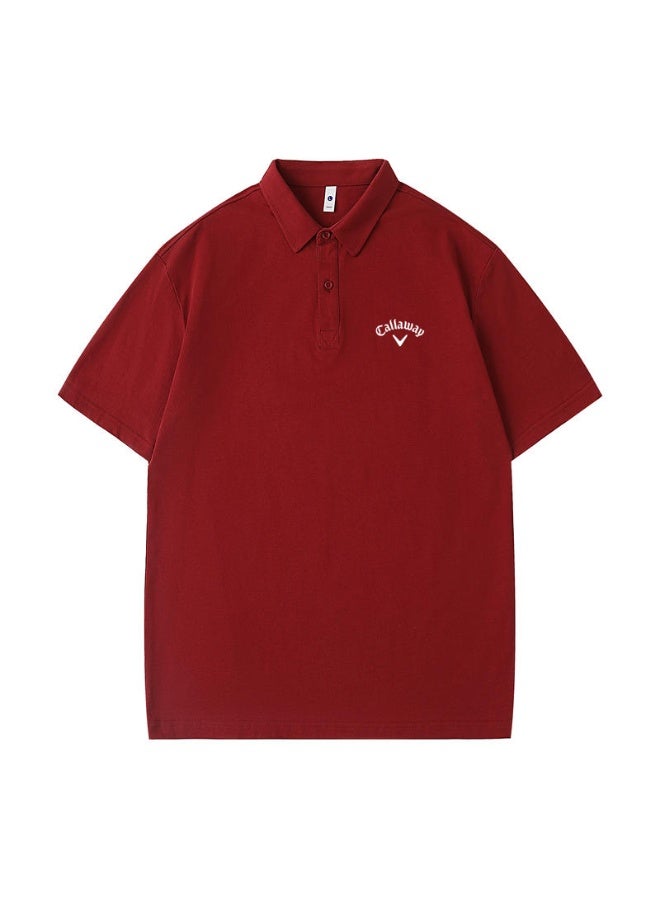 Callaway outdoor golf solid color lapel Polo heavy cotton loose cover meat men's Joker business casual half sleeve. - Image 2