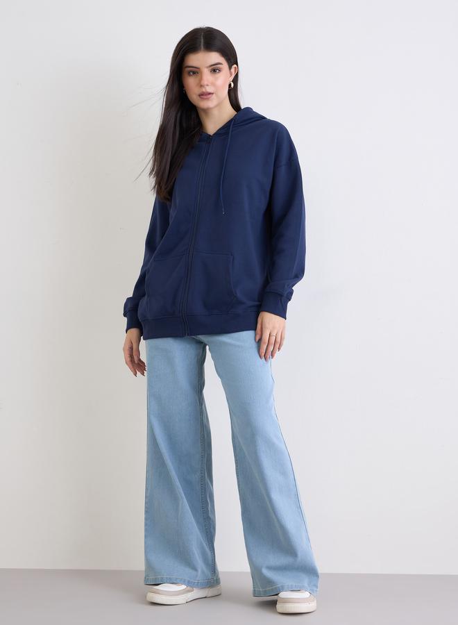 ستايلي هودي فضفاض بتفاصيل سحاب - Image 2