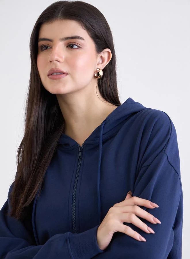 Styli  Styli Zip-Up Oversized Longline Hoodie for Women | Best Price UAE