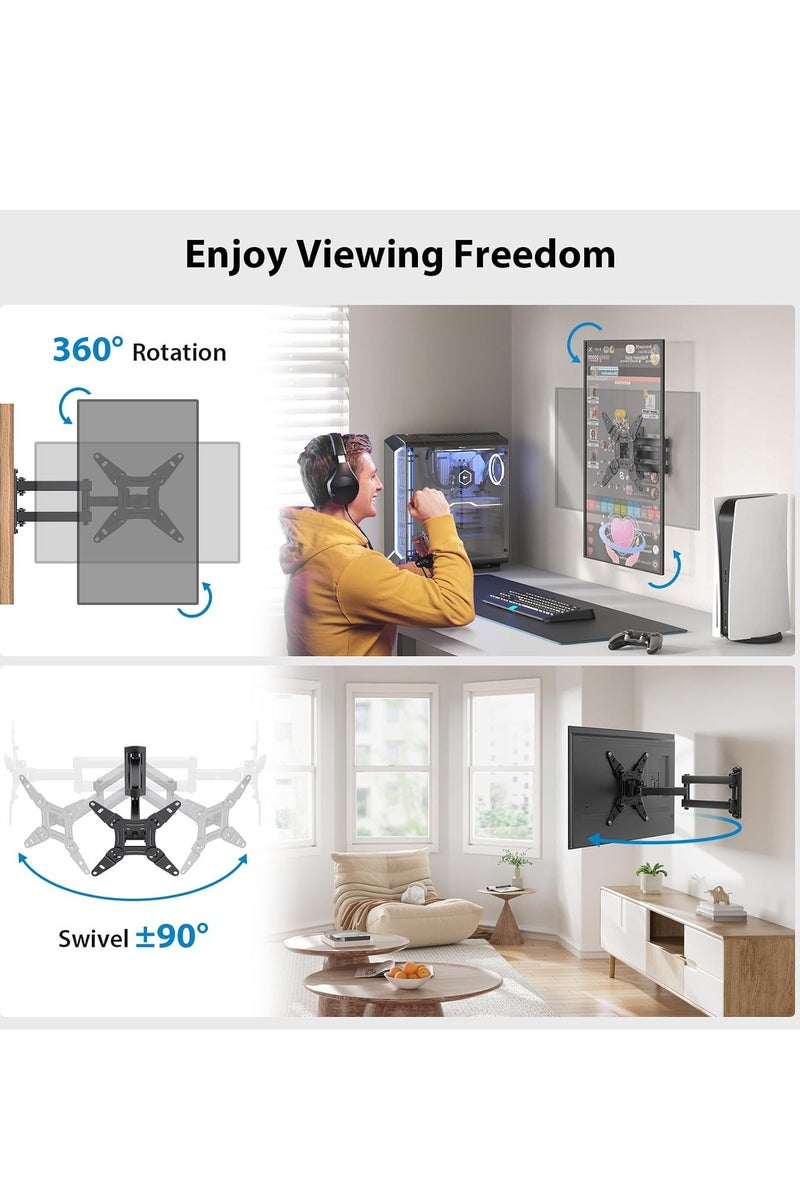 سيلاديفو شاشة التلفزيون ذات الحركة الكاملة ، قوس تثبيت الحائط ، دوران تمديد الإمالة الدوارة لعرض الصدى 21/15 ومعظم أجهزة التلفزيون والشاشات المنحنية LED مقاس 13-42 بوصة ، ماكس VESA 200x200mm حتى 44 رطلا - Image 2