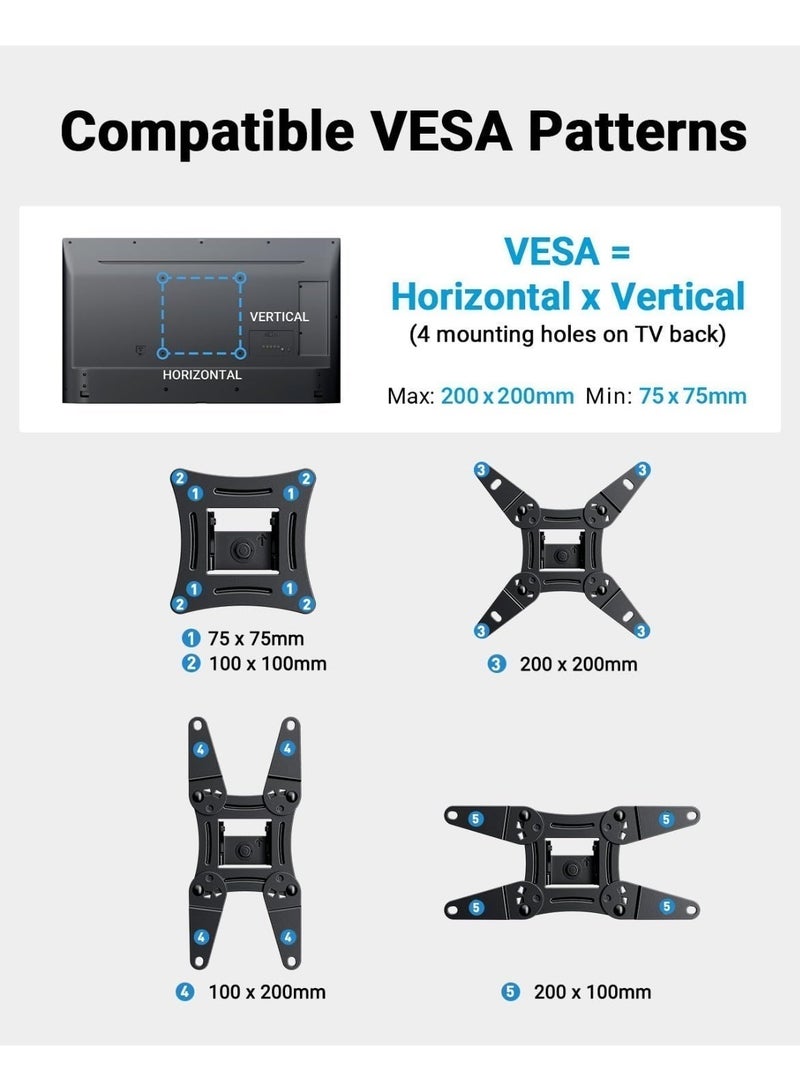 SILADEFU Full Motion TV Wall Mount for Echo Show 21/15 and 13-43 Inch Flat Curved Screen TVs & Monitors, Max VESA 200x200mm up to 44lbs, TV Mount Wall Bracket with Rotation Swivel Tilt Extension - Image 3