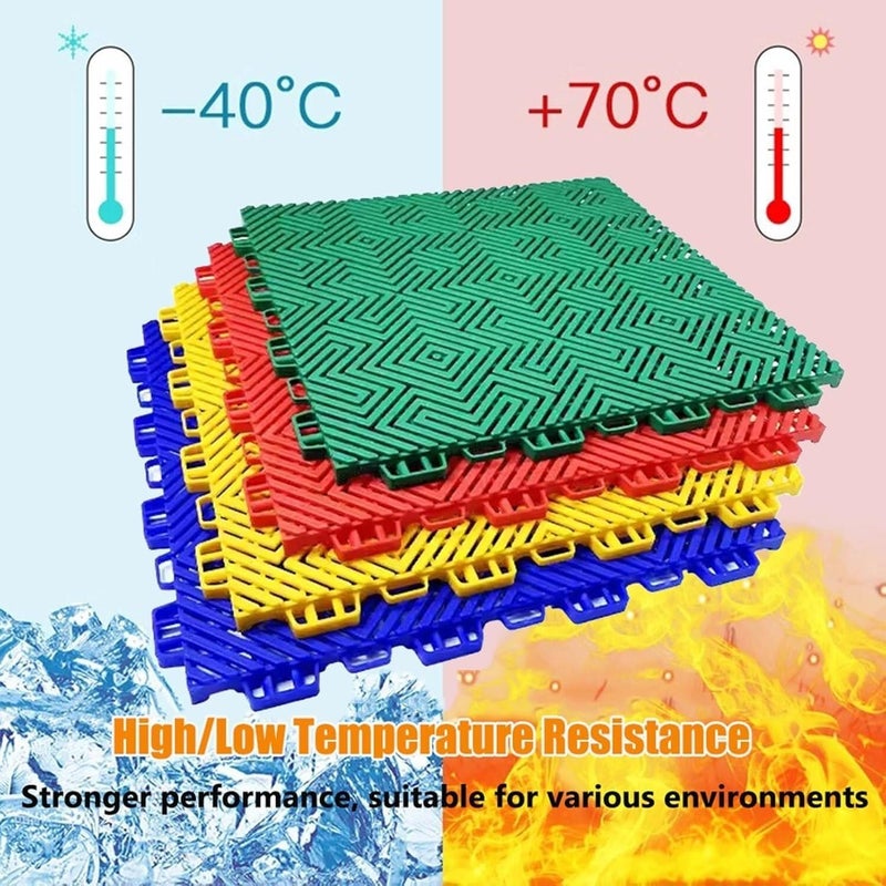 Outdoor Modular Interlocking Floor Mats,Patio Faux Sidewalk Dog Cage Pool Sport Court Tiles, Red-16PCS - Image 5