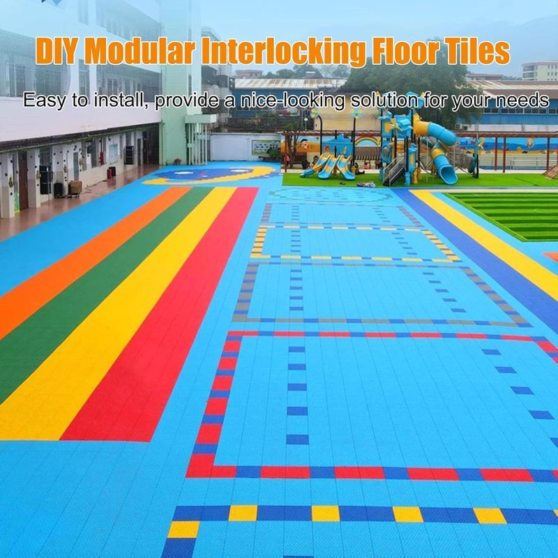 Outdoor Modular Interlocking Floor Mats,Patio Faux Sidewalk Dog Cage Pool Sport Court Tiles, Red-16PCS - Image 3