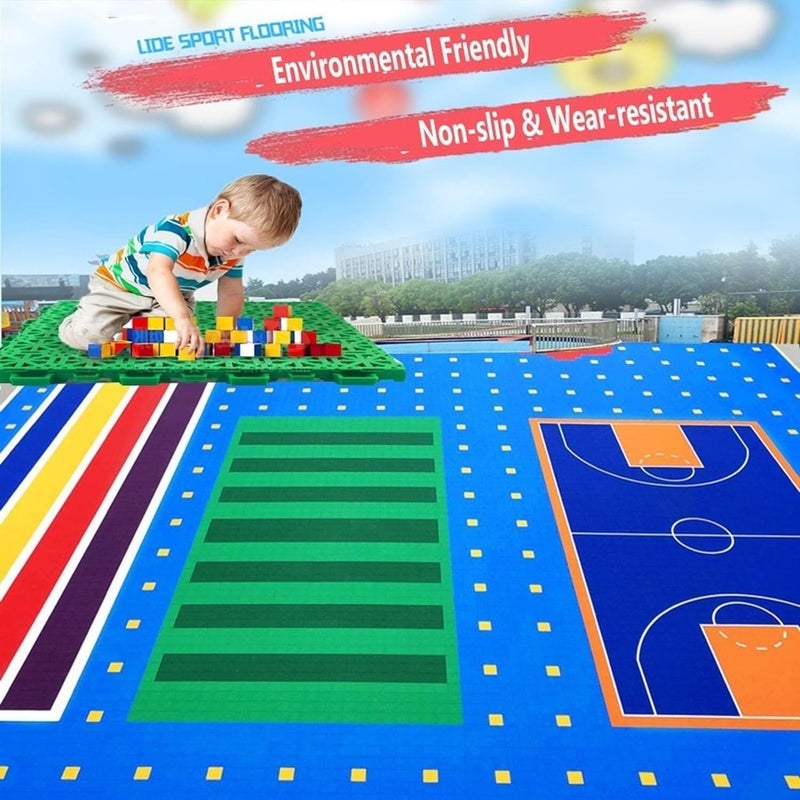 Outdoor Modular Interlocking Floor Mats,Patio Faux Sidewalk Dog Cage Pool Sport Court Tiles, Red-16PCS - Image 4