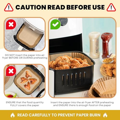 Mindful Design Air Fryer Liners Disposable – 125 pk 8" Unbleached Non-Stick Parchment Paper, Fits 5-8 QT Basket, Air Fryer Liners | Airfryer Liners - Image 4
