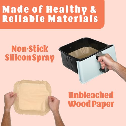 Mindful Design Air Fryer Liners Disposable – 125 pk 8" Unbleached Non-Stick Parchment Paper, Fits 5-8 QT Basket, Air Fryer Liners | Airfryer Liners - Image 5