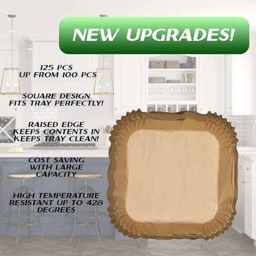 Mindful Design Air Fryer Liners Disposable – 125 pk 8" Unbleached Non-Stick Parchment Paper, Fits 5-8 QT Basket, Air Fryer Liners | Airfryer Liners - Image 2