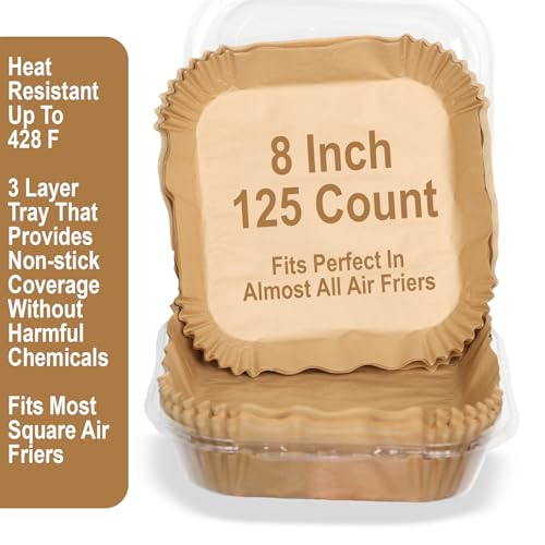 Mindful Design Air Fryer Liners Disposable – 125 pk 8" Unbleached Non-Stick Parchment Paper, Fits 5-8 QT Basket, Air Fryer Liners | Airfryer Liners - Image 3
