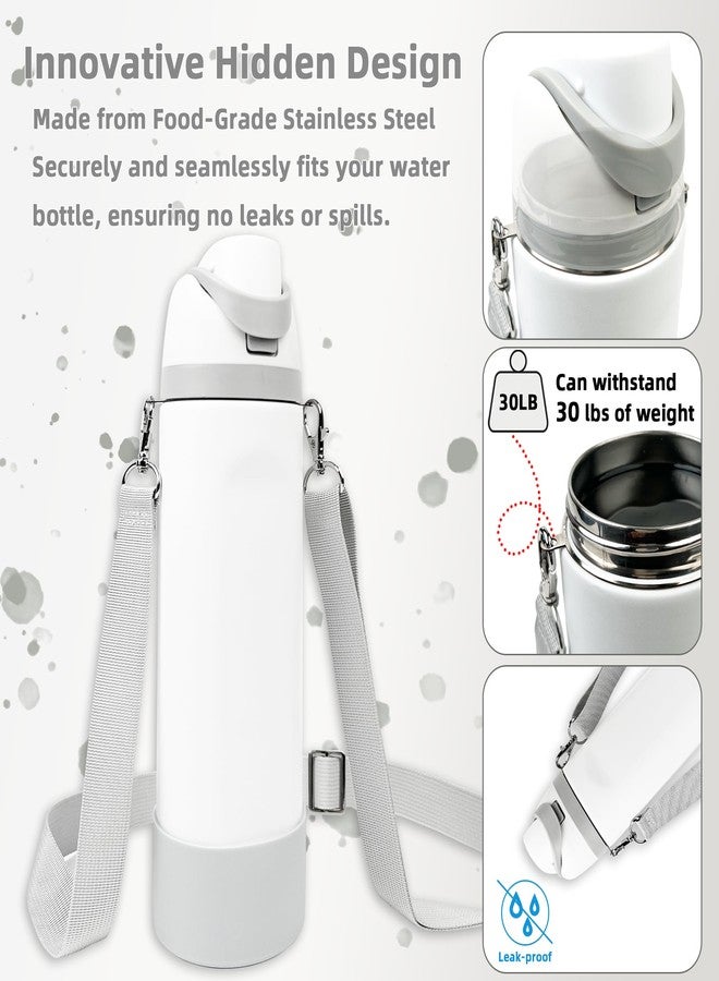 SITKOL Silicone Boot Set for Cute Owala Water Bottle 32 oz - Includes Non-Slip Sleeve, Shoulder Strap & Handle Strap, Perfect Owala Accessories, Fits Owala Tumbler, Owala Free Sip, Pink owala (Light Gray) - Image 2