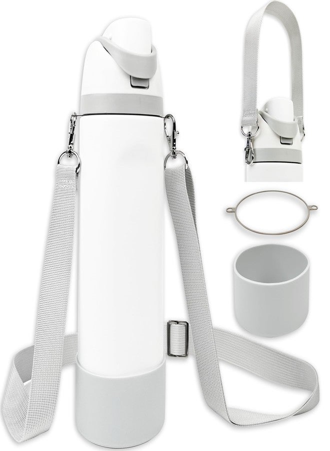 SITKOL Silicone Boot Set for Cute Owala Water Bottle 32 oz - Includes Non-Slip Sleeve, Shoulder Strap & Handle Strap, Perfect Owala Accessories, Fits Owala Tumbler, Owala Free Sip, Pink owala (Light Gray) - Image 1
