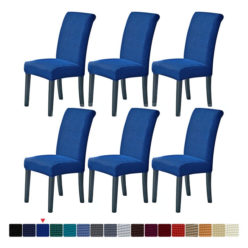 Howhic Stretch Chair Covers for Dining Room Set of 6 Removable Washable Dining Room Chair Covers Dining Chair Slipcovers Seat Protector Great for Home Decor and Banquet Classic Blue 6 Pack