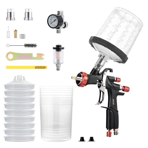AEROPRO Tools R500 LVLP Air Spray Gun with 22 Ounce Disposable Paint Cups, A610 Paint Guns Automotive, Car Paint Gun Sprayer, Paint Gun for House Painting, Car, Furniture, Varnish and Top Coat - Image 1
