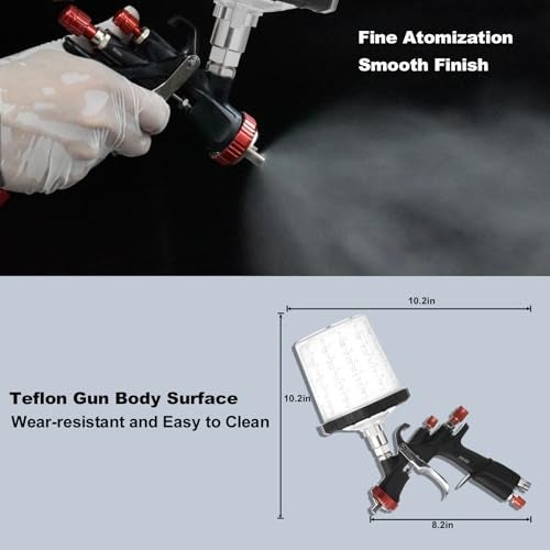 AEROPRO Tools R500 LVLP Air Spray Gun with 22 Ounce Disposable Paint Cups, A610 Paint Guns Automotive, Car Paint Gun Sprayer, Paint Gun for House Painting, Car, Furniture, Varnish and Top Coat - Image 5