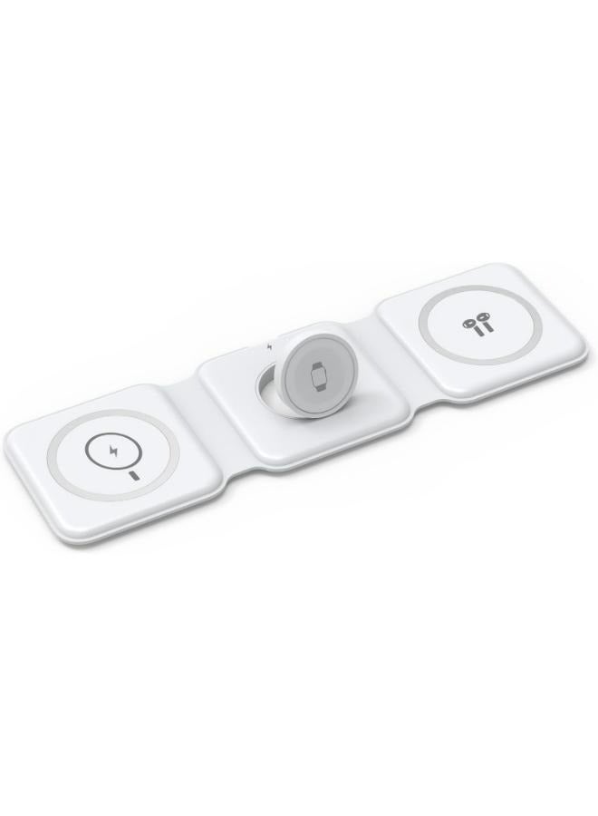 دبليو اي دبليو يو WIWU M6 Power Air 15W 3in1 Wireless Charger For (Iphone & Apple Watch & AirPods) Folding storage, Powerful magnets white - Image 1
