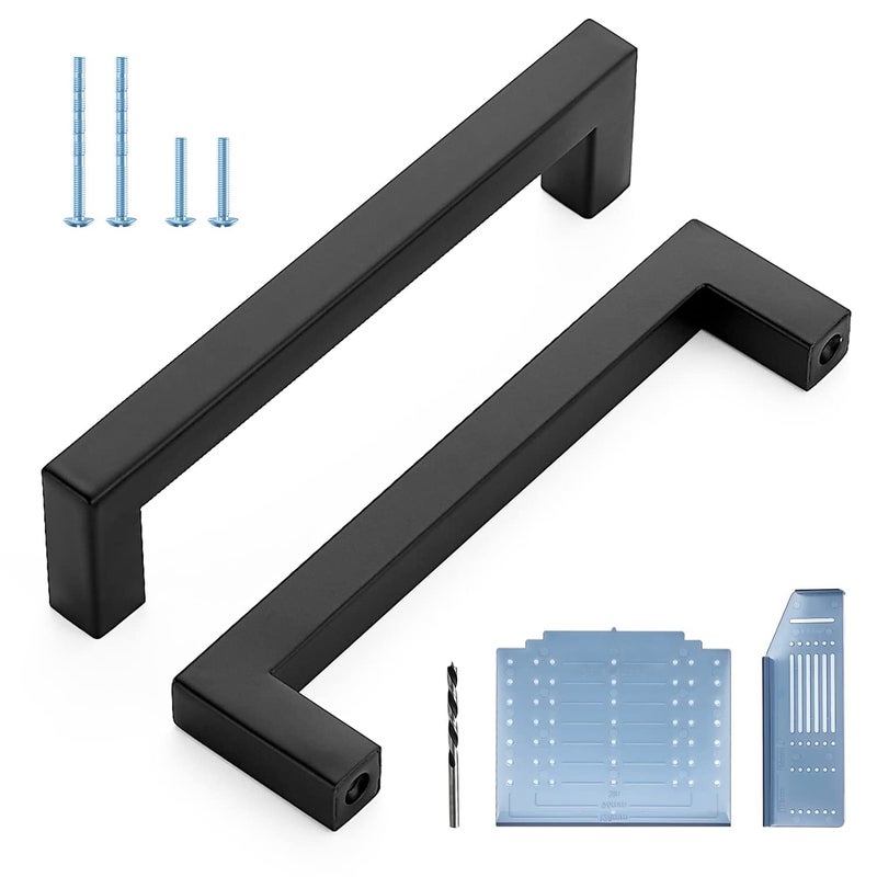 Ravinte Black Cabinet Pulls 5 Inch Square Kitchen Cabinet Handles Modern Hardware for Kitchen Cabinets Cupboard with Drill Mounting Template 15 Pack