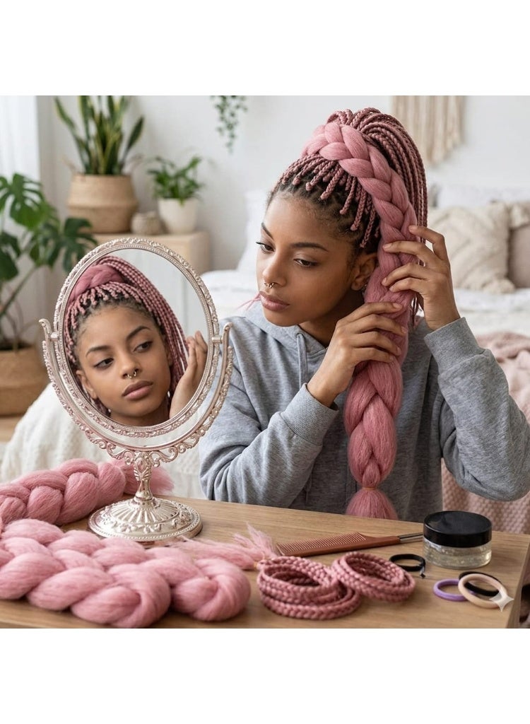 Baby Pink Kanekalon Braiding Hair Extensions for Box Braids & Afro Styles - 60cm Long - Professional Synthetic Hair - Image 4