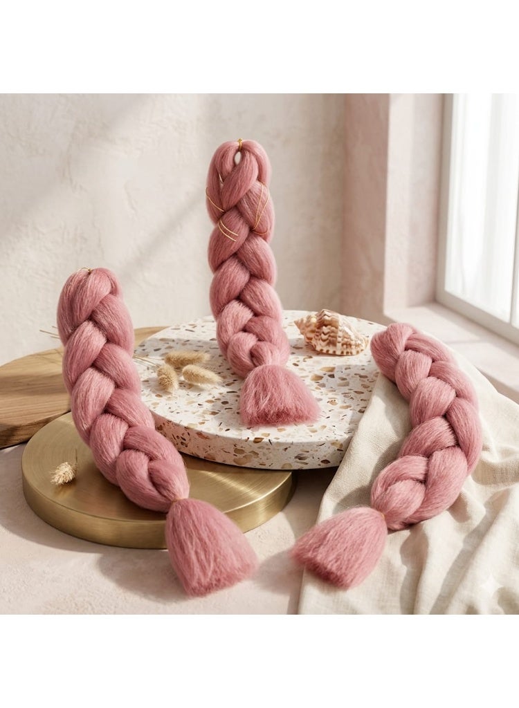 Baby Pink Kanekalon Braiding Hair Extensions for Box Braids & Afro Styles - 60cm Long - Professional Synthetic Hair - Image 2