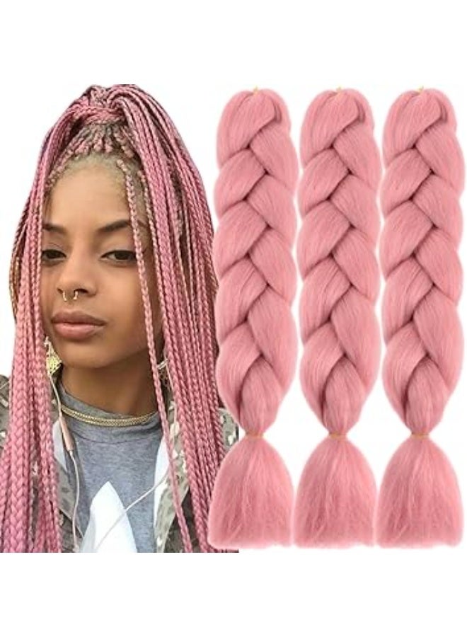 Baby Pink Kanekalon Braiding Hair Extensions for Box Braids & Afro Styles - 60cm Long - Professional Synthetic Hair - Image 3