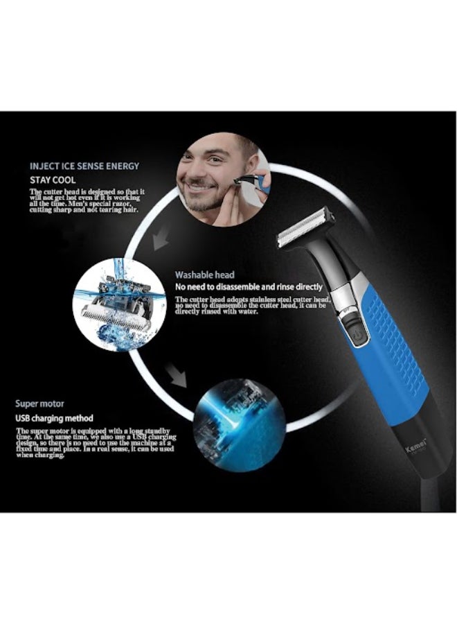 Kemei Km-1910 Eyebrow Trimmer Blue - Image 4