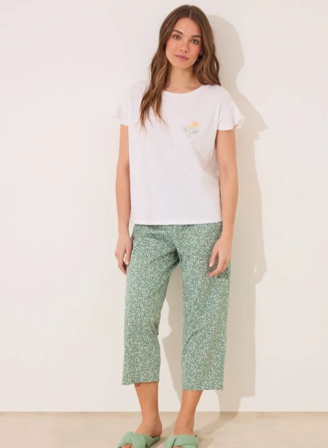 women'secret Capri Pyjamas 100% Ivory Cotton
