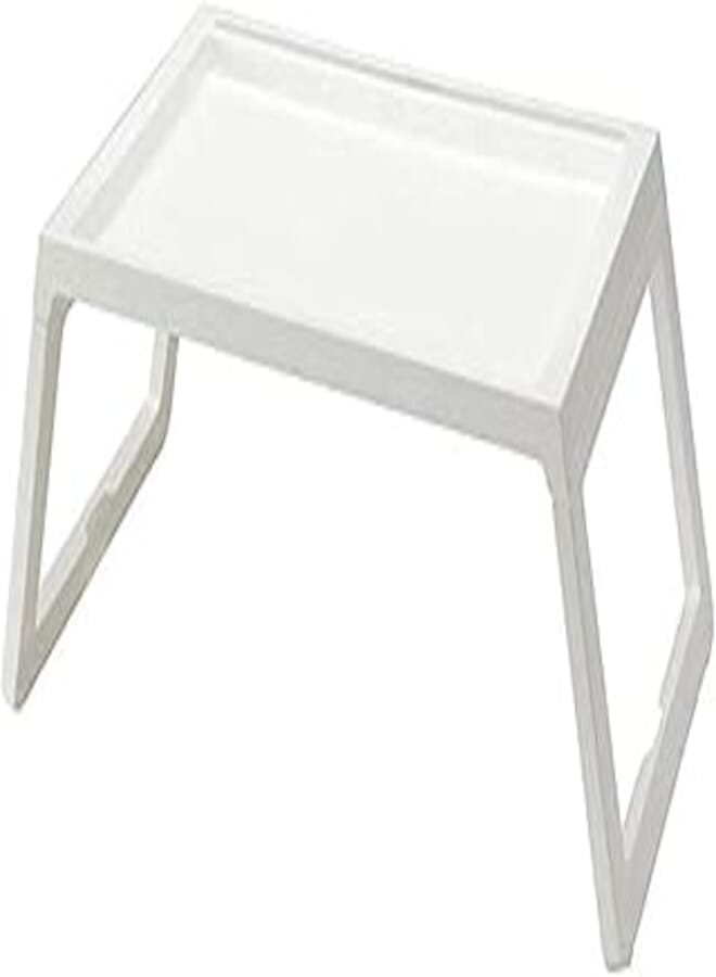 OR Multipurpose Folding Bed Table Tray Fordable Legs with Tablet Slot, Cable Hole, 5KG Load For Laptop Tablet Reading Writing Eating - White 