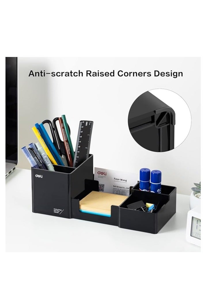 DELI Desk Organizer, Office Organizer with Pencil Holders, Sticky Note Tray, Paperclip Storage, Desk Organizers and Accessories for Office, Home, School, 6 Compartments EZ00220 - Image 4