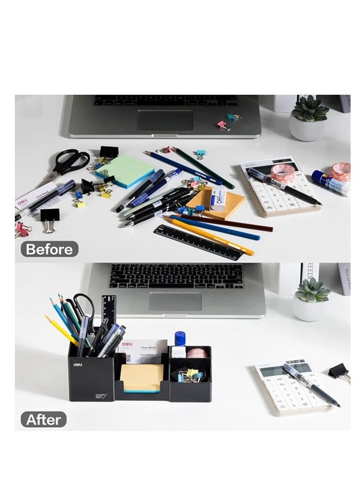 DELI Desk Organizer, Office Organizer with Pencil Holders, Sticky Note Tray, Paperclip Storage, Desk Organizers and Accessories for Office, Home, School, 6 Compartments EZ00220 - Image 3