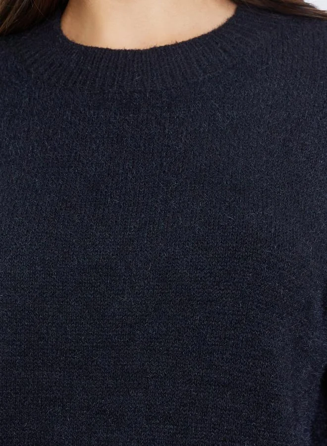 Styli Dark Blue Drop Shoulder Knit Sweater