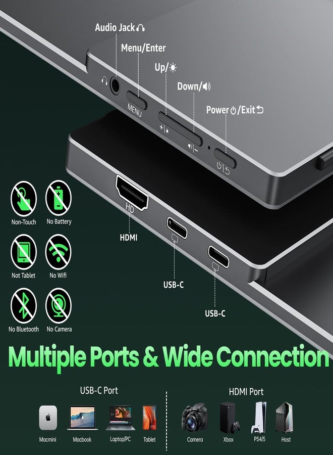cocopar Portable Monitor 15.6 Inch Upgraded Travel 1080P Monitor with Speaker Full Size HDMI USB-C External Display for Laptop MacBook Surface PC Xbox PS4/5, with Kickstand, VESA Mountable - Image 5