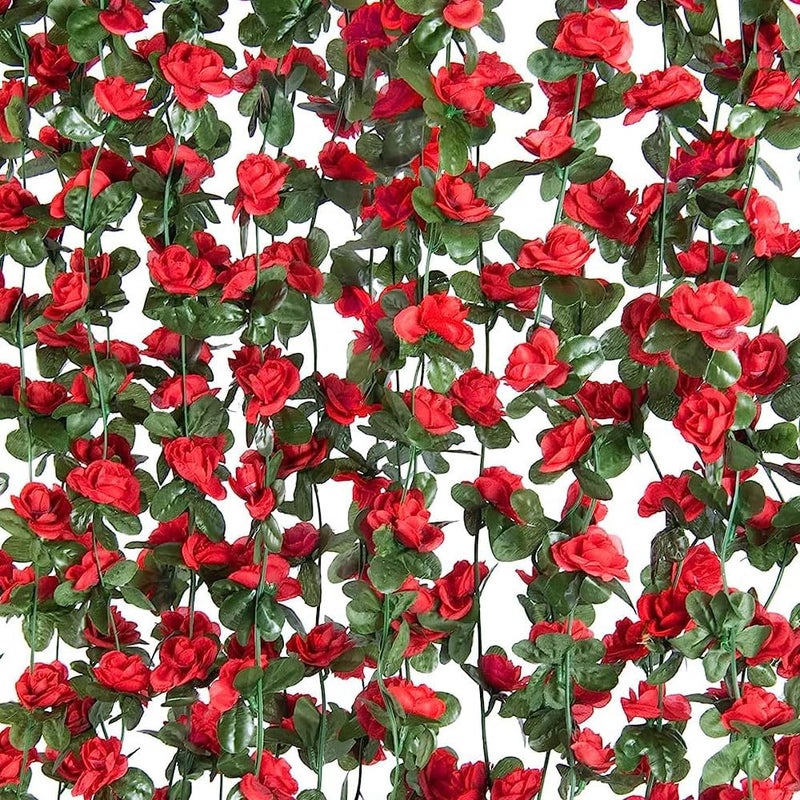 WEISPARK Artificial Flowers - 4pcs 8.2 FT Fake Rose Vine Flower Plants Hanging Rose Ivy for Home Hotel Office Wedding Party Garden Craft Art Décor - Image 2