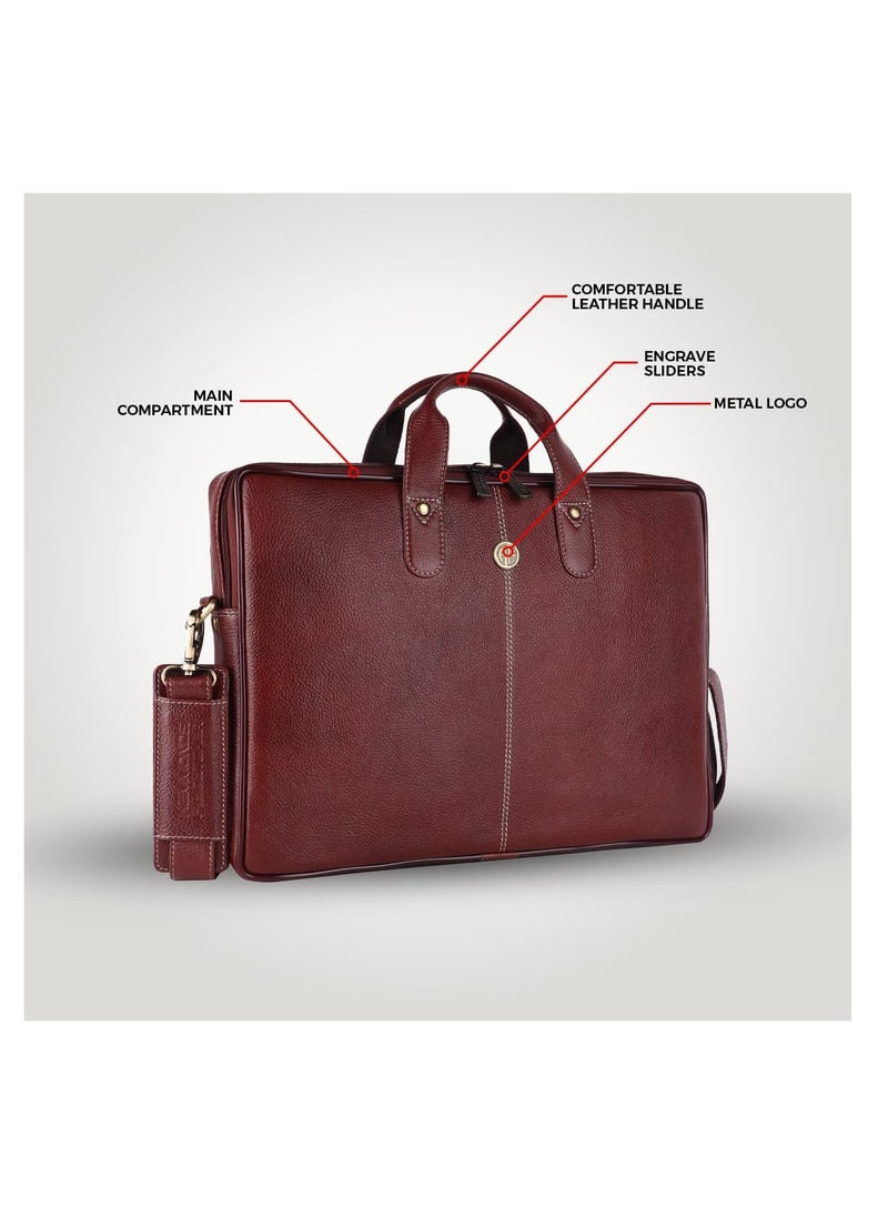 HAMMONDS FLYCATCHER - Leather Laptop Bag for Men - Office Bag, Brown Color - Fits Up to 14/15.6 Inch Laptop/MacBook - Laptop Messenger Bags/Leather Bag for Men with Adjustable Shoulder Strap - Image 1