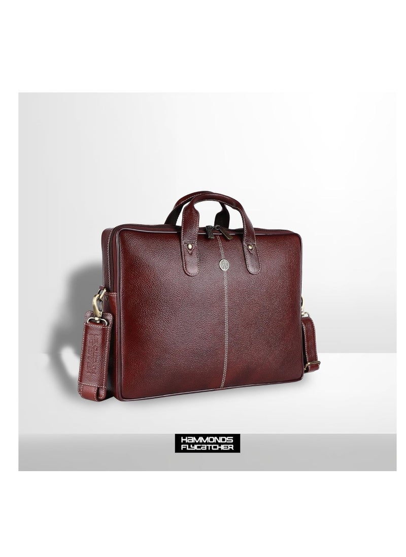 HAMMONDS FLYCATCHER - Leather Laptop Bag for Men - Office Bag, Brown Color - Fits Up to 14/15.6 Inch Laptop/MacBook - Laptop Messenger Bags/Leather Bag for Men with Adjustable Shoulder Strap - Image 1