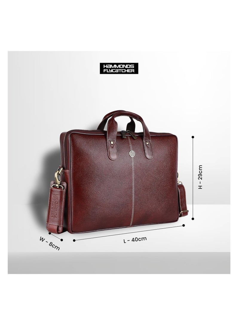 HAMMONDS FLYCATCHER - Leather Laptop Bag for Men - Office Bag, Brown Color - Fits Up to 14/15.6 Inch Laptop/MacBook - Laptop Messenger Bags/Leather Bag for Men with Adjustable Shoulder Strap - Image 1