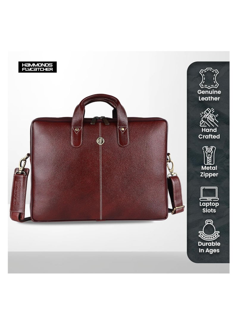 HAMMONDS FLYCATCHER - Leather Laptop Bag for Men - Office Bag, Brown Color - Fits Up to 14/15.6 Inch Laptop/MacBook - Laptop Messenger Bags/Leather Bag for Men with Adjustable Shoulder Strap - Image 1