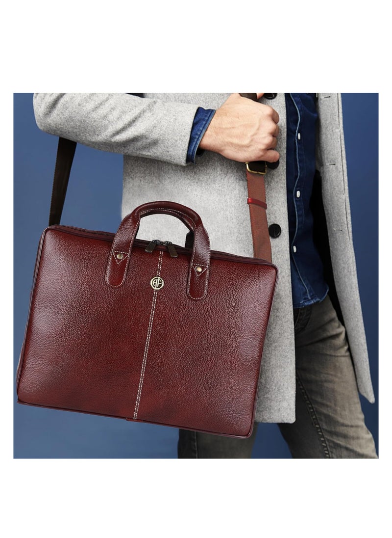 HAMMONDS FLYCATCHER - Leather Laptop Bag for Men - Office Bag, Brown Color - Fits Up to 14/15.6 Inch Laptop/MacBook - Laptop Messenger Bags/Leather Bag for Men with Adjustable Shoulder Strap - Image 1