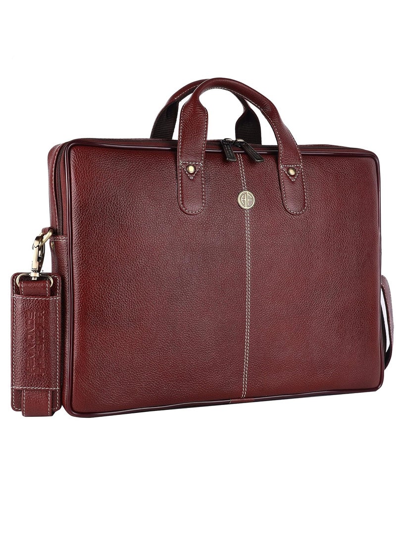 HAMMONDS FLYCATCHER - Leather Laptop Bag for Men - Office Bag, Brown Color - Fits Up to 14/15.6 Inch Laptop/MacBook - Laptop Messenger Bags/Leather Bag for Men with Adjustable Shoulder Strap - Image 1