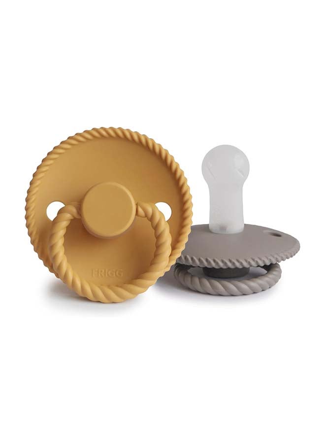 FRIGG Rope Latex Baby Pacifier 0-6M 2-Pack Honey Gold/Portobello - Size 1