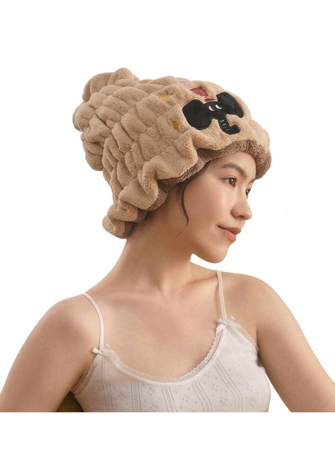 Cute Bunny Microfiber Hair Drying Cap 32 × 24 cm – Ultra Absorbent Soft Hair Towel Wrap 100g, Quick Dry Hair Turban for Long, Short & Curly Hair, Reduces Frizz, Ideal for Bath, Spa, Travel & Daily Hair Care - Image 1